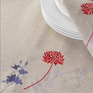Japanese embroidered floral tablecloth